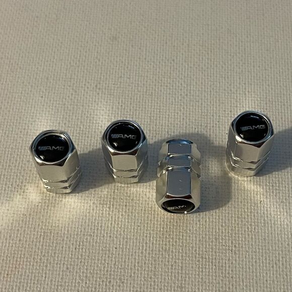 AMG Mercedes Benz Logo valve Stem caps in Silver set of 4 NWT - Picture 3 of 5